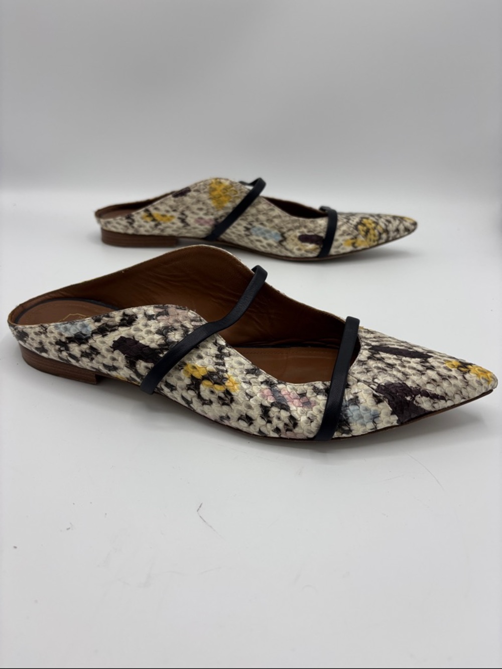 Malone Souliers Multicolor Python Leather Maureen Flat Mules - Size 39.5